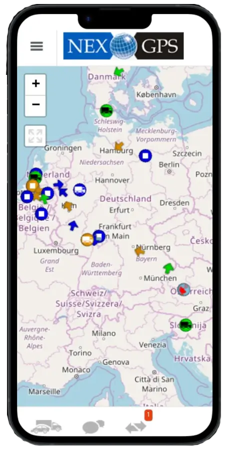 mobilni telefon sa Nex GPS aplikacijom prati pošiljke u isporuci